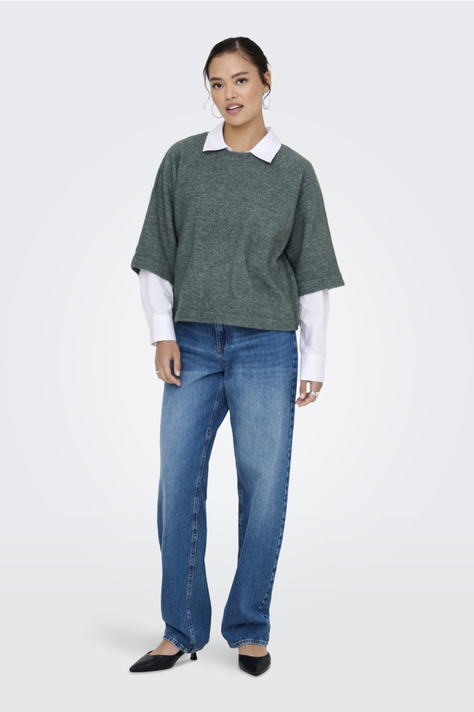 ONLSIMONI 3/4 PULLOVER KNT NOOS 15333199 BALSAM GREEN/MELANGE